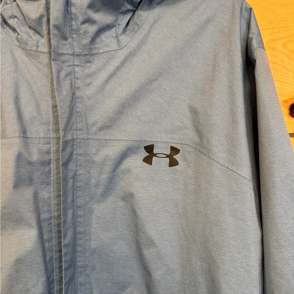Under Armour Men Blue Hooded Windbreaker Jacket XL Lightweight Zip Athletic